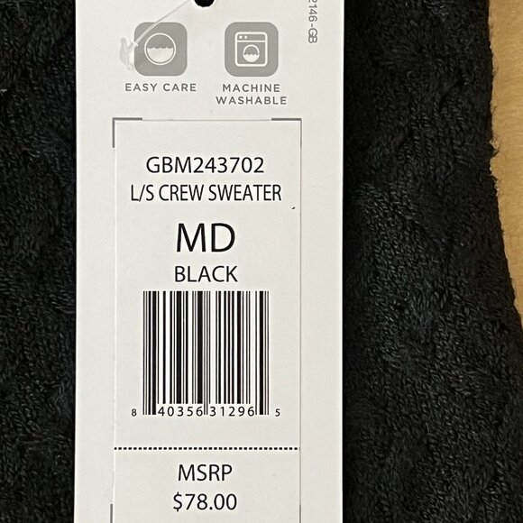 NWT Geoffrey Beene Men's Black Pullover Knit Soft Lightweight Crew Sweater Sz M - Picture 6 of 10